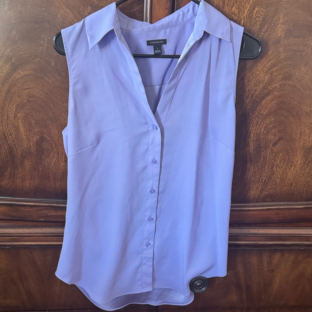 Ann Taylor Purple Sleeveless Blouse